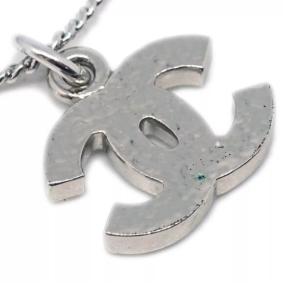 Chanel CC Chain Necklace Pendant Rhinestone Silver - Picture 3 of 4